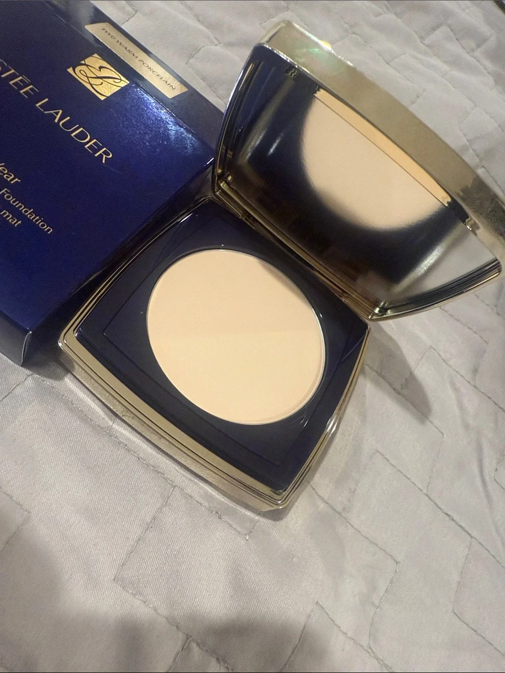 Estee Lauder Double Wear Matte Powder Foundation - Deep Navy & Gold Accents